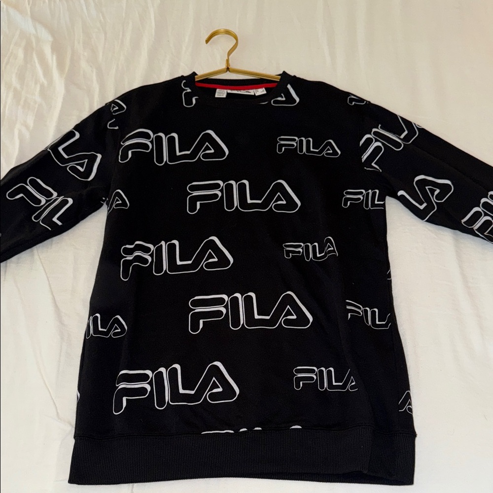 Fila Black and White Logo Crewneck Sweatshirt